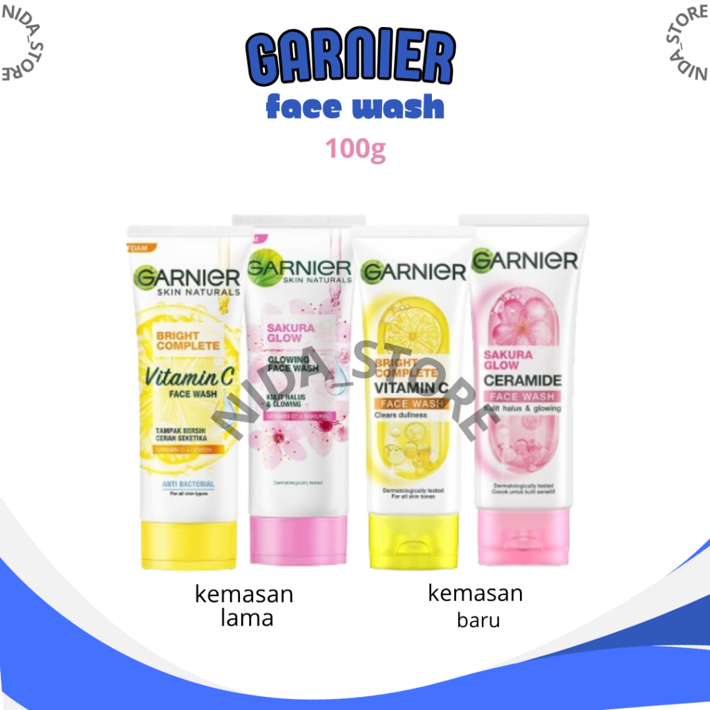 Garnier Sakura Glow - vitamin c Face Wash/sabun cuci muka/Garnier Facial Foam Lemon 100gr