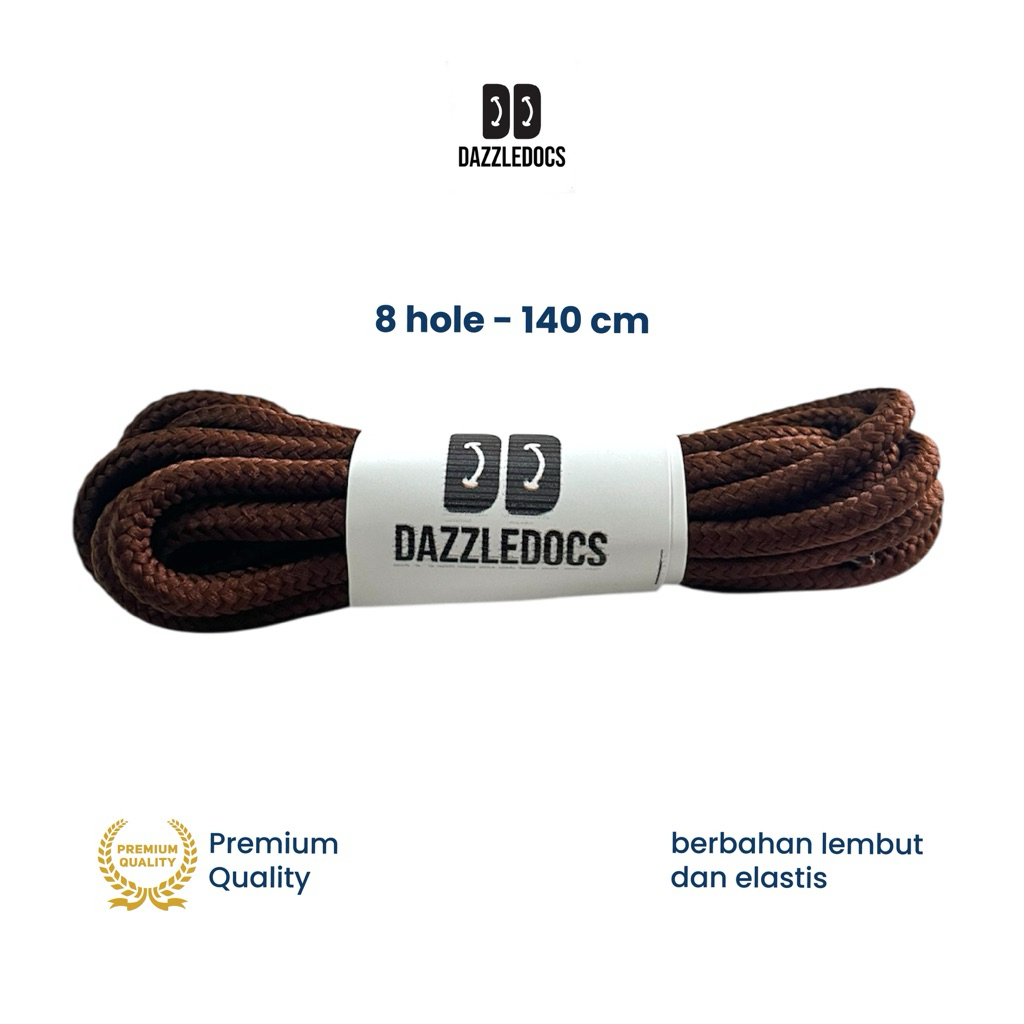 DAZZLEDOCS Shoelaces Coklat Tali Sepatu Boots 8 Hole Eye Bulat