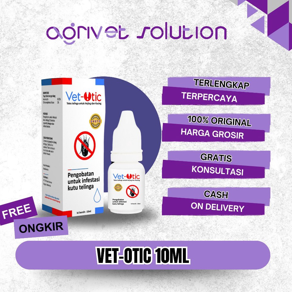KODE N63F VET OTIC 1 ml ORIGINAL  Earmites Kutu Telinga Kucing Anjing Obat Vet Otic Rekomendasi Dokt