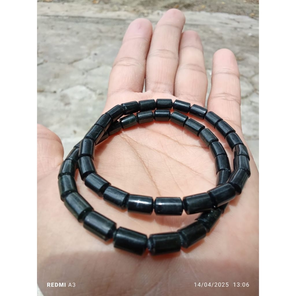 gelang black Jade tabung dim 5mm original asli aceh