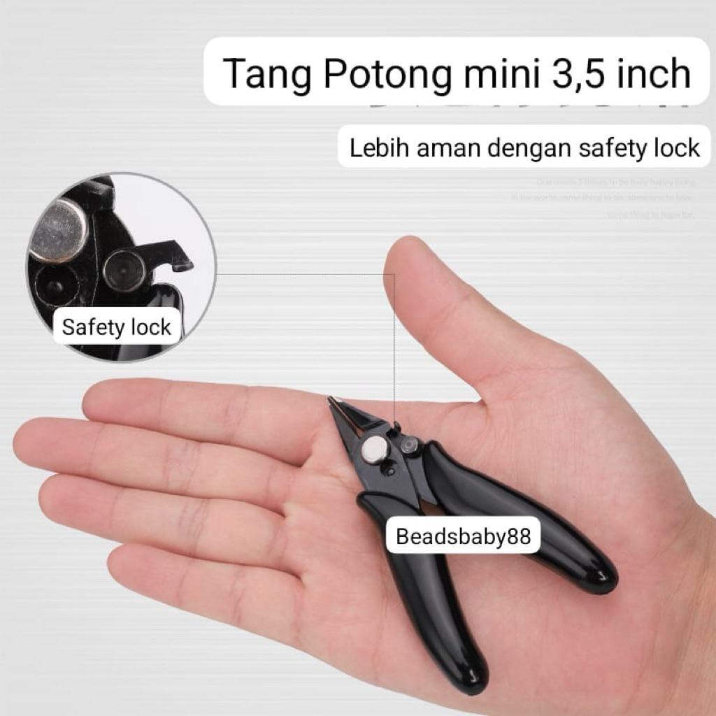 BeadsBaby88 Tang Crafting Jepit dengan safety lock lengkung lancip potong cocok untuk membuat puzzle