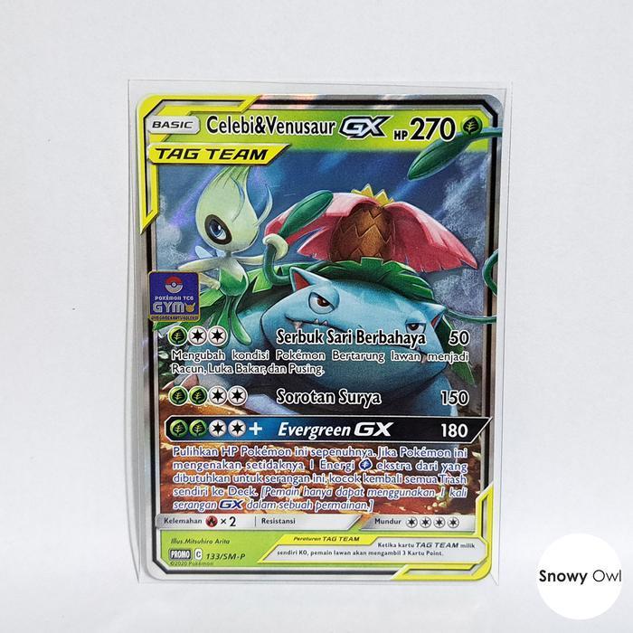 Celebi & Venusaur GX 133/SM-P Tag Team GYM Promo Foil Full Art FA Sun & Moon Pokemon TCG Card Indone