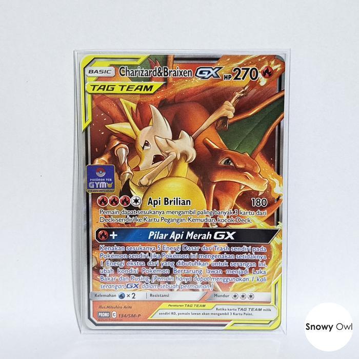 Charizard & Braixen GX 134/SM-P Tag Team GYM Promo Foil Full Art FA Sun & Moon Pokemon TCG Card Indo