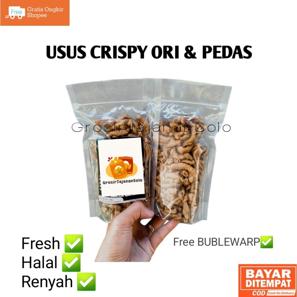 

Usus Crispi Ori ± 100gr / USUS Krispi Pedas Daun Jeruk ± 100gr
