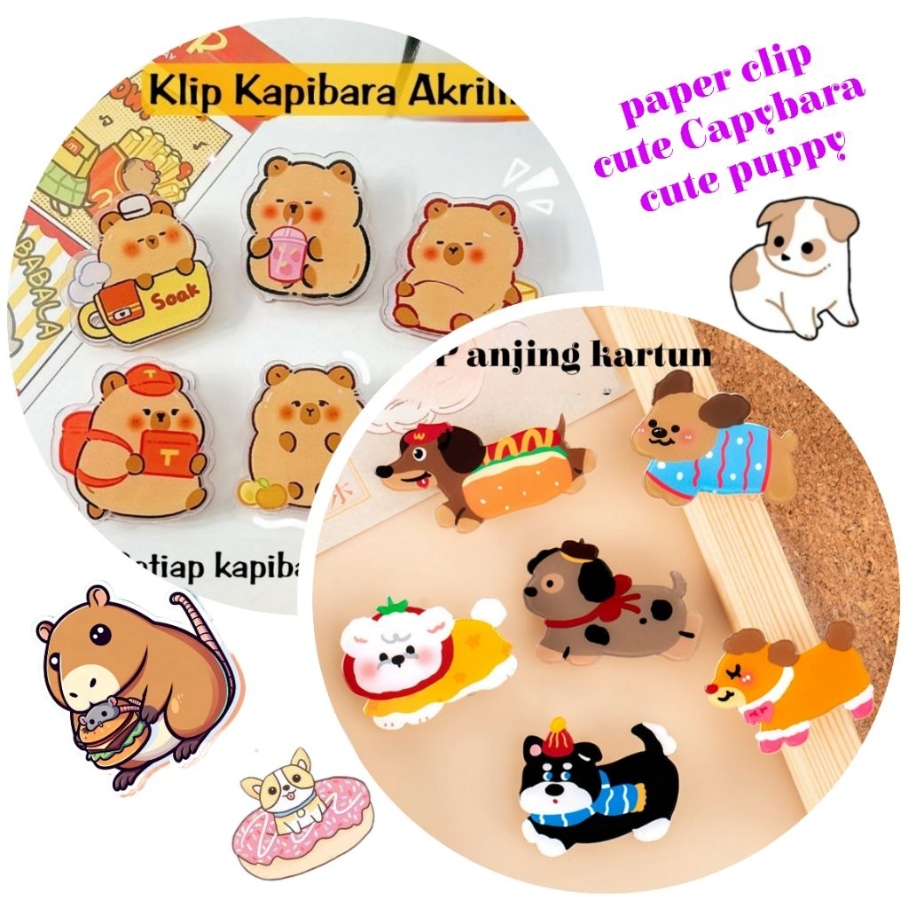

PENJEPIT KERTAS CAPYBARA / Cute Puppy AKRILIK LUCU BENTUK UNIK/ PAPER CLIP KARAKTER CARTOON