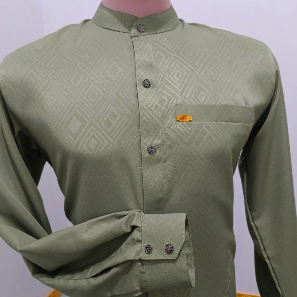 koko sultan koko embos koko pria tangan panjang kerah Mandarin katun toyobo embos hl muslim