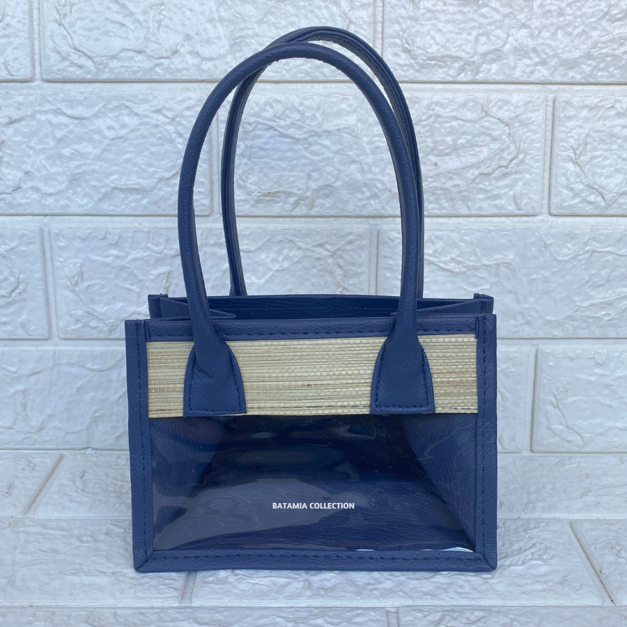 

Tas Mika Parcel (Navy Blue) Untuk Isi 2 Toples Silinder Tas Hampers Mendong Mika Transparan