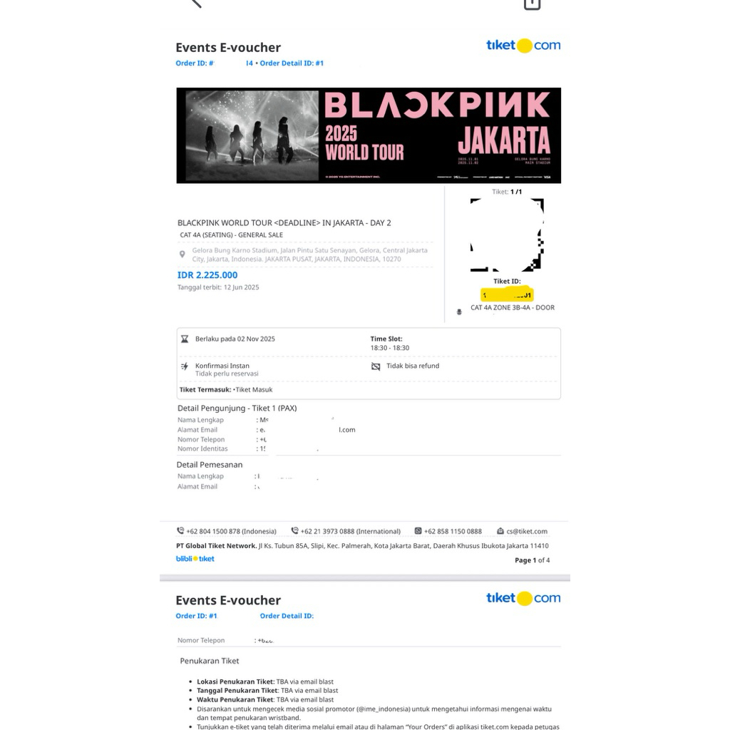 tiket konser BLACKPINK WORLD TOUR <DEADLINE> IN JAKARTA 2025 DAY 2 CAT 4A