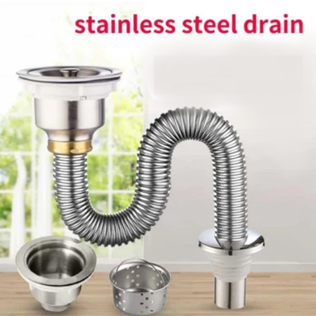 Afur Wastafel Cuci Piring Stainless Bak  Afur Saringan Cuci Tangan Selang Stenlis Set Anti Tikus