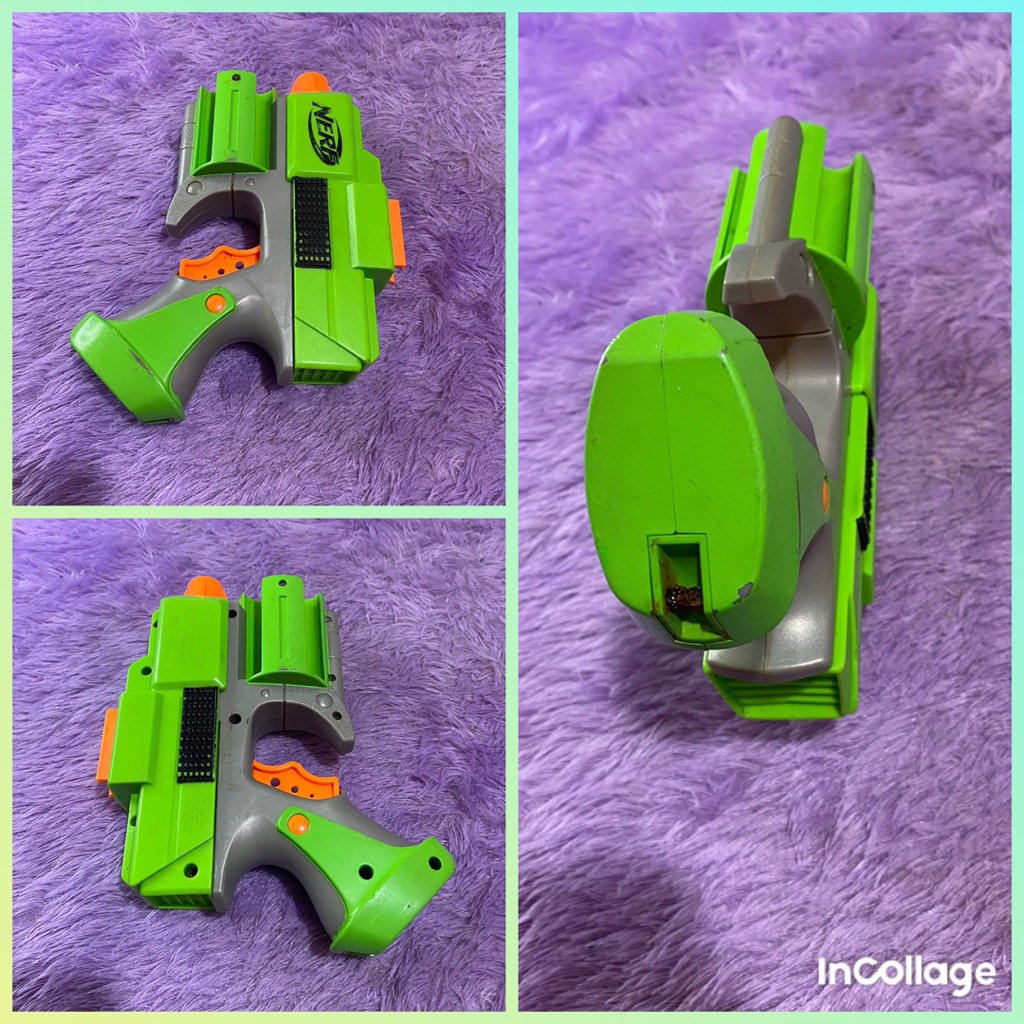 Hasbro 2005 Nerf Tactical Green Crossfire Pistol Handgun Dart Gun Blaster | Free 3 pcs peluru | Rend
