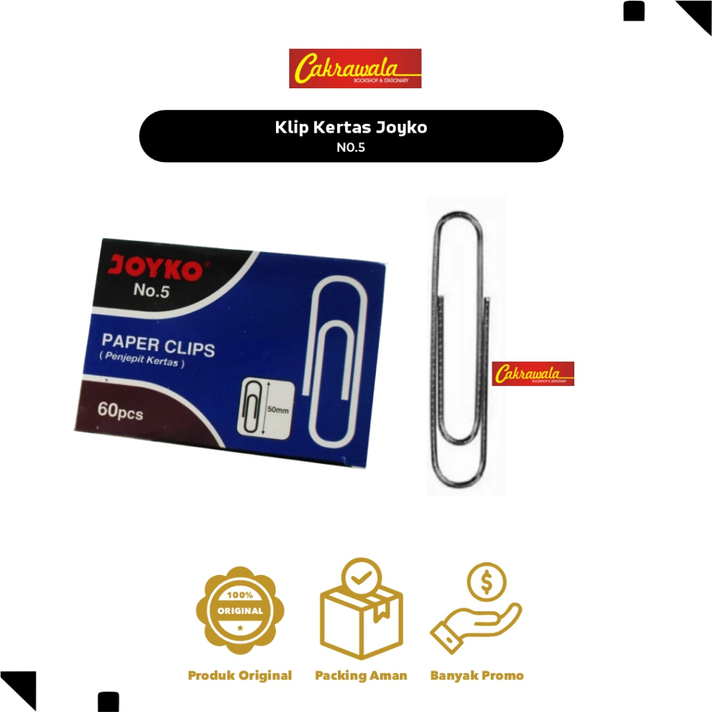 

Klip Kertas Joyko No. 5 | Clip Kertas Jumbo 50mm | Isi 60 Pcs | Penjepit Kertas Kuat & Tahan Lama