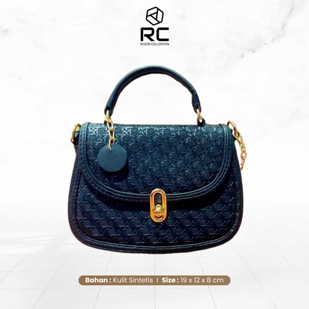 Tas Selempang Wanita Kotak Sling Bag Rezeki Collektion Motif Tikar Kulit Sintetis Size 19x12x8 Cm