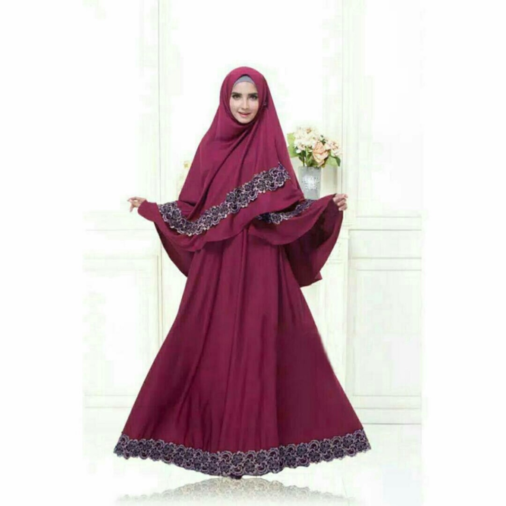 RF - Widya syarii navy dan maroon Widya syarii bahan spandek balon bergo variasi renda keliling, Uk 