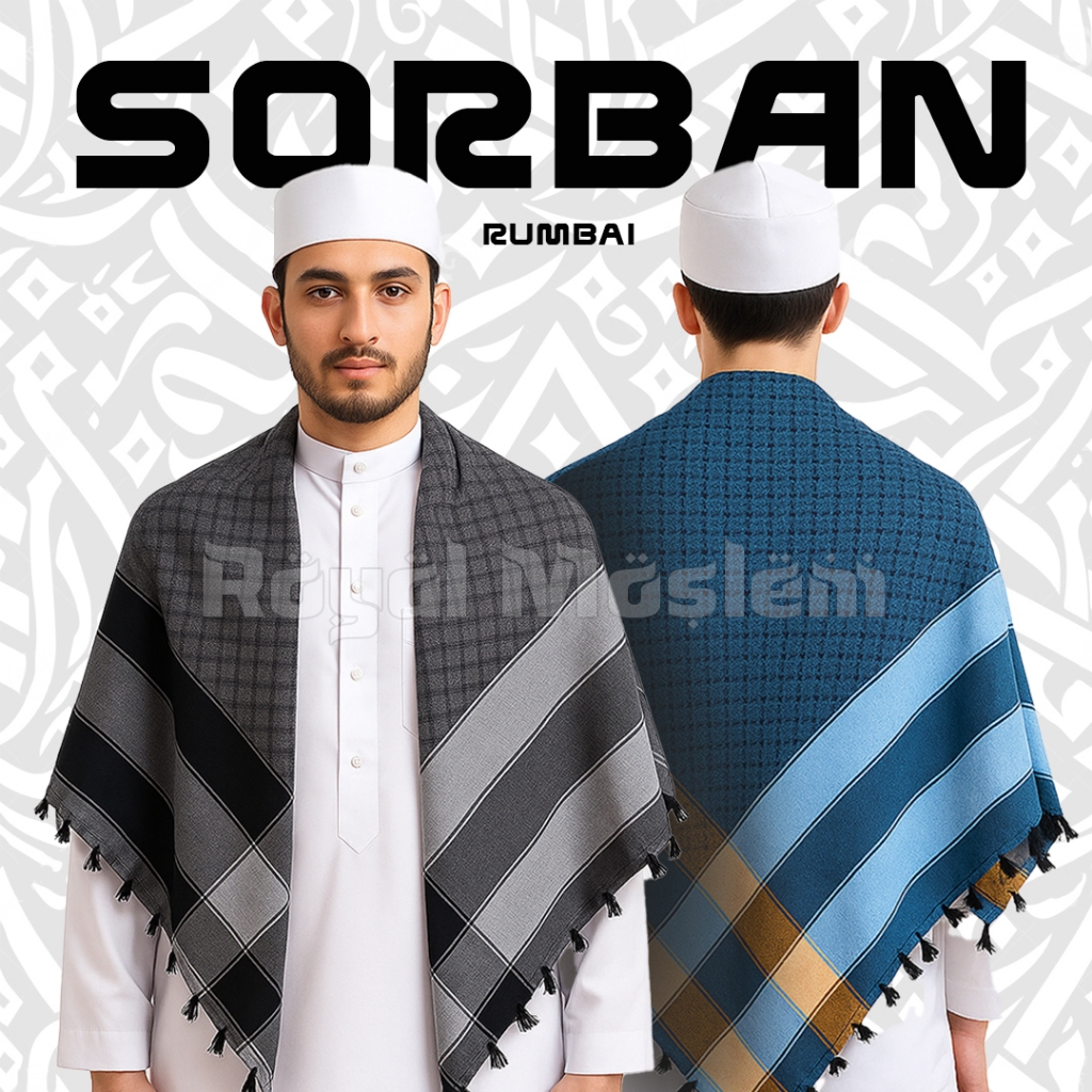 Sorban Rumbai Premium Royal Camel Original Surban Palestina Polos Motif Pria