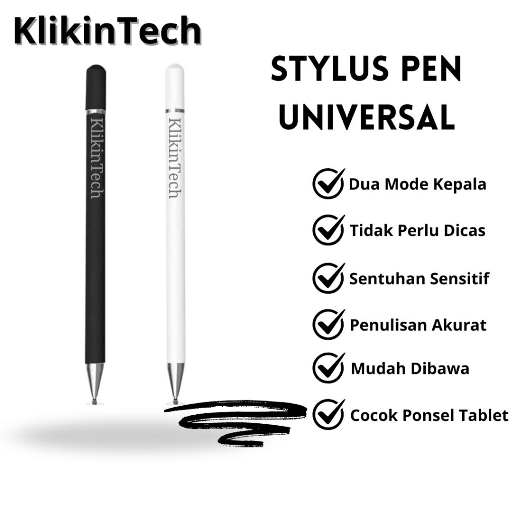 Stylus Pen 2 in 1 Touchscreen & Bolpen Untuk HP Tablet Laptop Universal