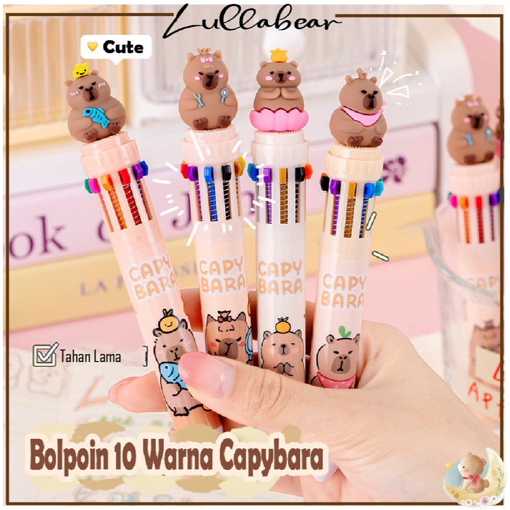 

BOLPOINT MEKANIK 10 WARNA MOTIF CAPYBARA / PULPEN ANAK BALLPOINT WARNA KARAKTER 3D / BOLPOINT LUCU MURAH