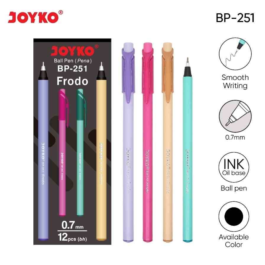 

(PAK/12PCS) Joyko - Ball Pen Pulpen Pena BP-251 Frodo 0.7 mm