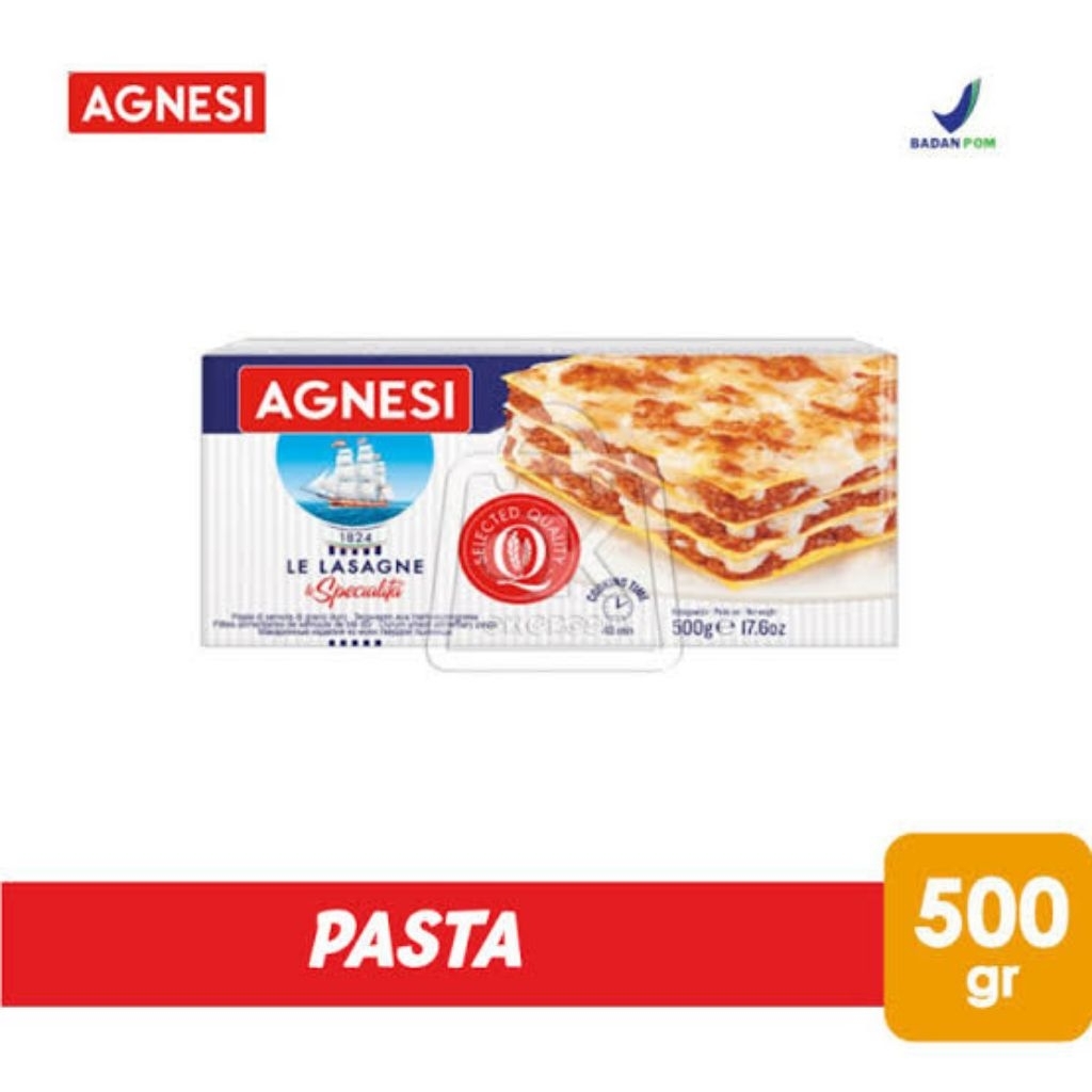 

Agnesi Pasta Lasagna 500Gram Kulit Lasagna Praktis Instant