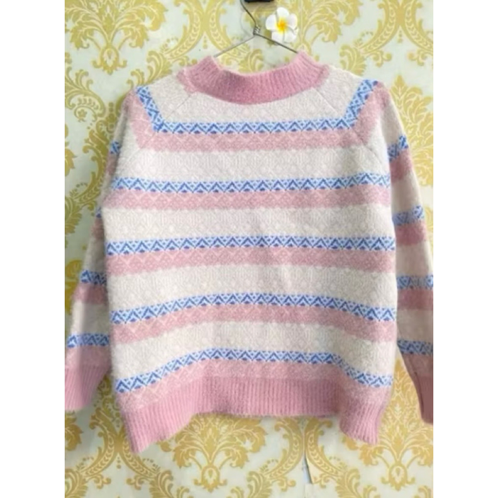 preloved sweater rajut wanita colorbox pastel salur, boleh nego