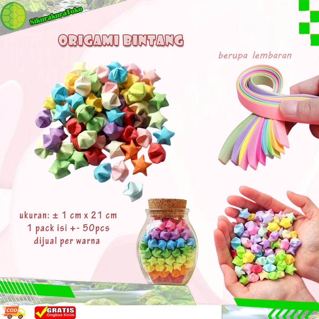 

(sko) Origami Bintang Paper Star Peper 50 PCS 1 X 21 CM Kertas Lipat Panjang Bentuk Bintang Warna Warni Origami