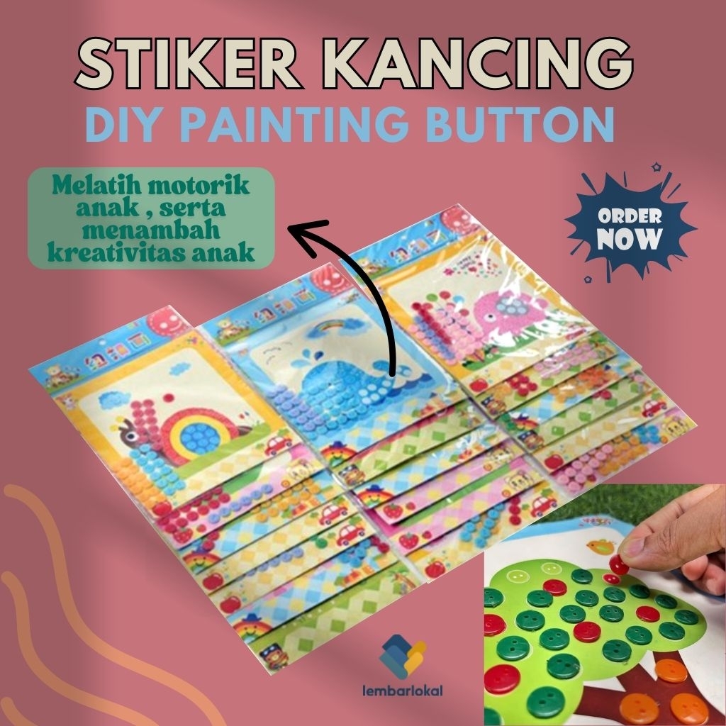 DIY Painting Button | Mainan Anak Menempel | Sticker Kancing | Edukasi Anak