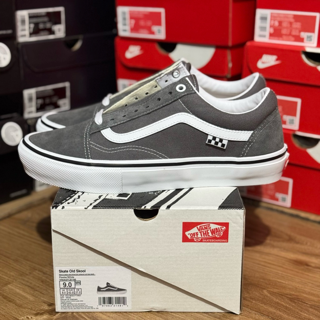 Skate Old Skool Pewter White Grey Resmi
