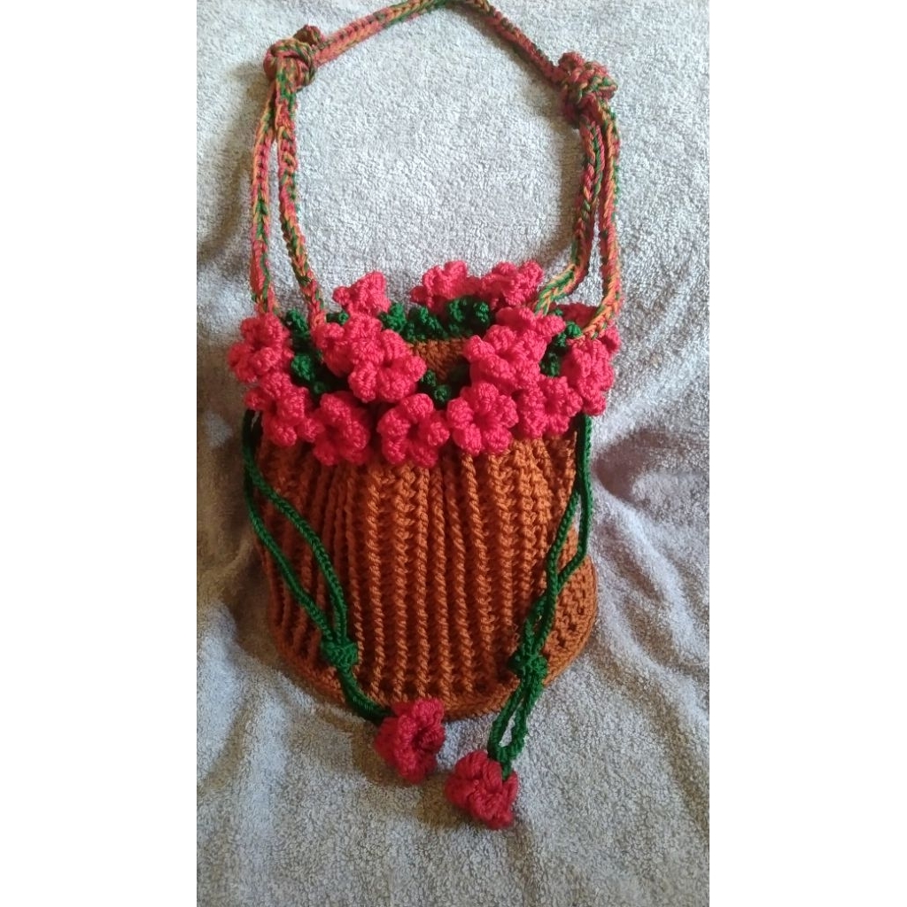 tas rajut bunga lonceng/tas rajut viral