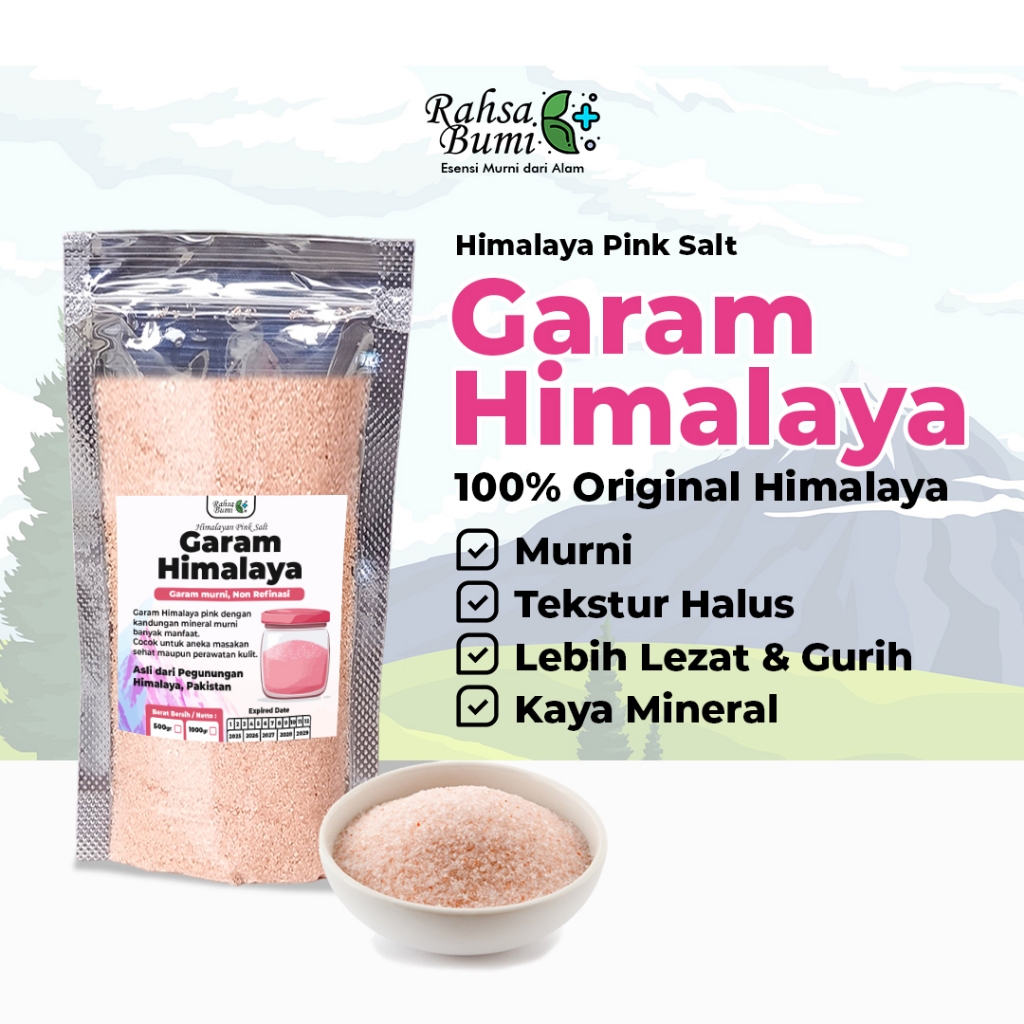 

Garam Himalaya Original Asli Organik Premium / Garem Himalayan Non Rafinasi Himsalt Pink JSR