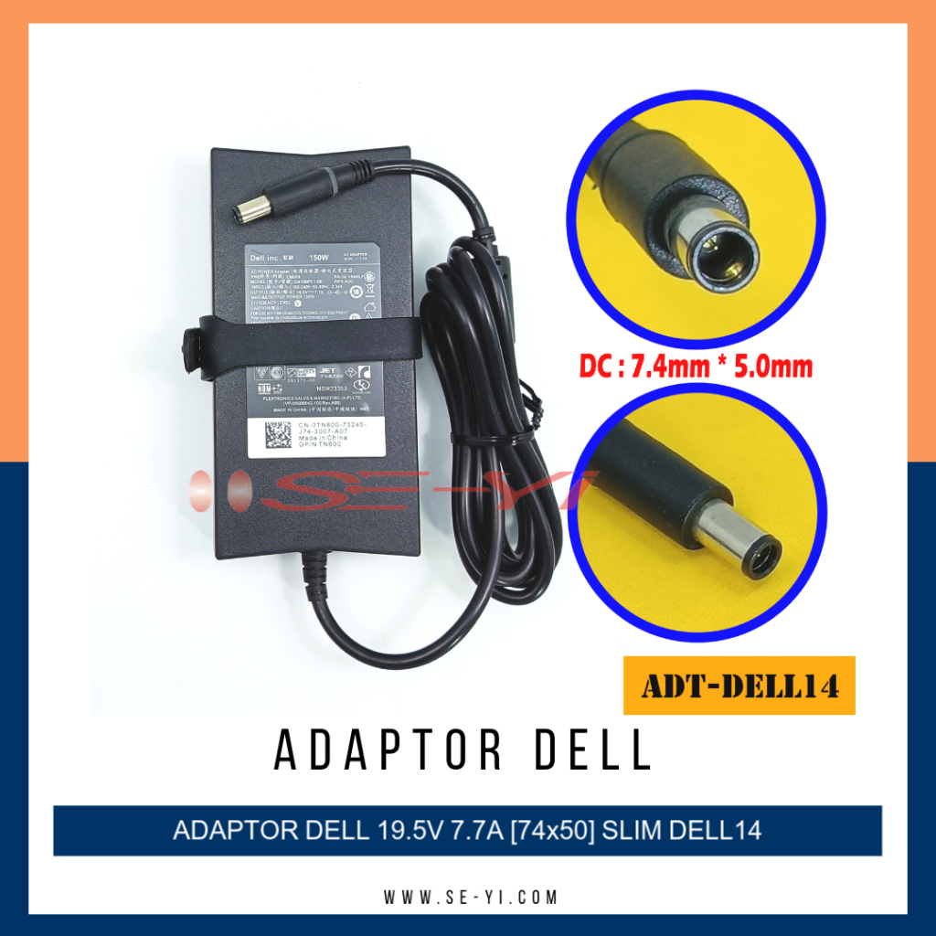 Adaptor Dell Inspiron 9100 XPS Series 19.5V 7.7A 7.4X5.0mm DELL14