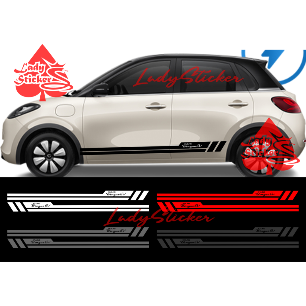 Cutting sticker mobil binguo ev sticker stiker mobil wuling binguo ev