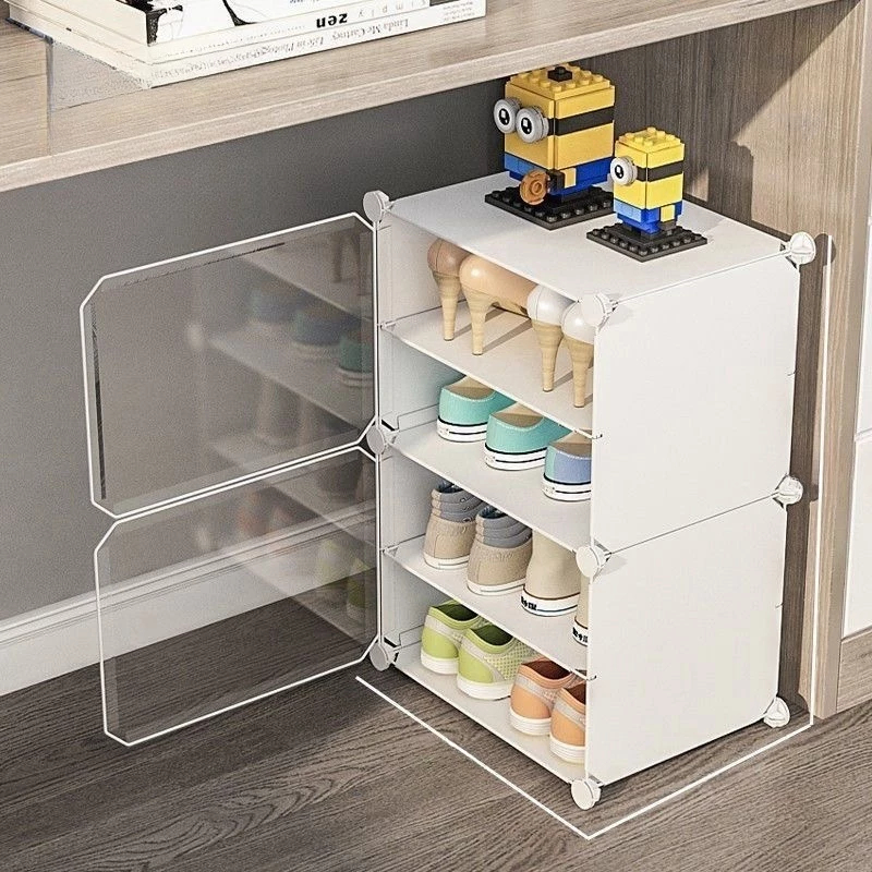 Rak Sepatu Anti Debu 4 Susun Rak Sepatu Anti Debu Tertutup Rak Sepatu Portable