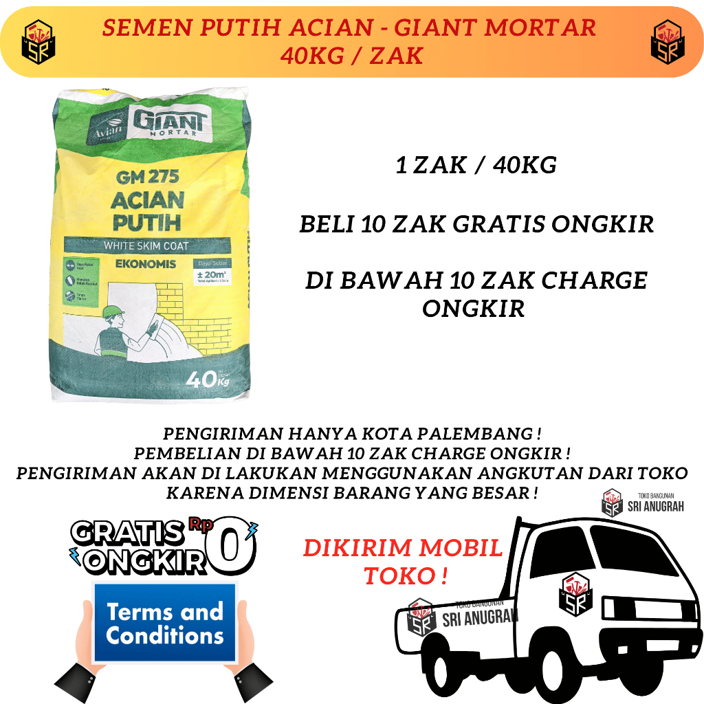 Semen Putih Acian GM Giant Mortar 275 40KG - 1 ZAK