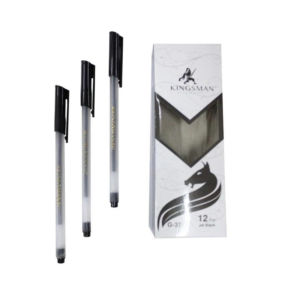 

(1 Box 12 Pcs) Pulpen Kingsman Hitam G37 / Pen Pena Tinta Hitam Kingsman / Bolpoin Semigel Murah
