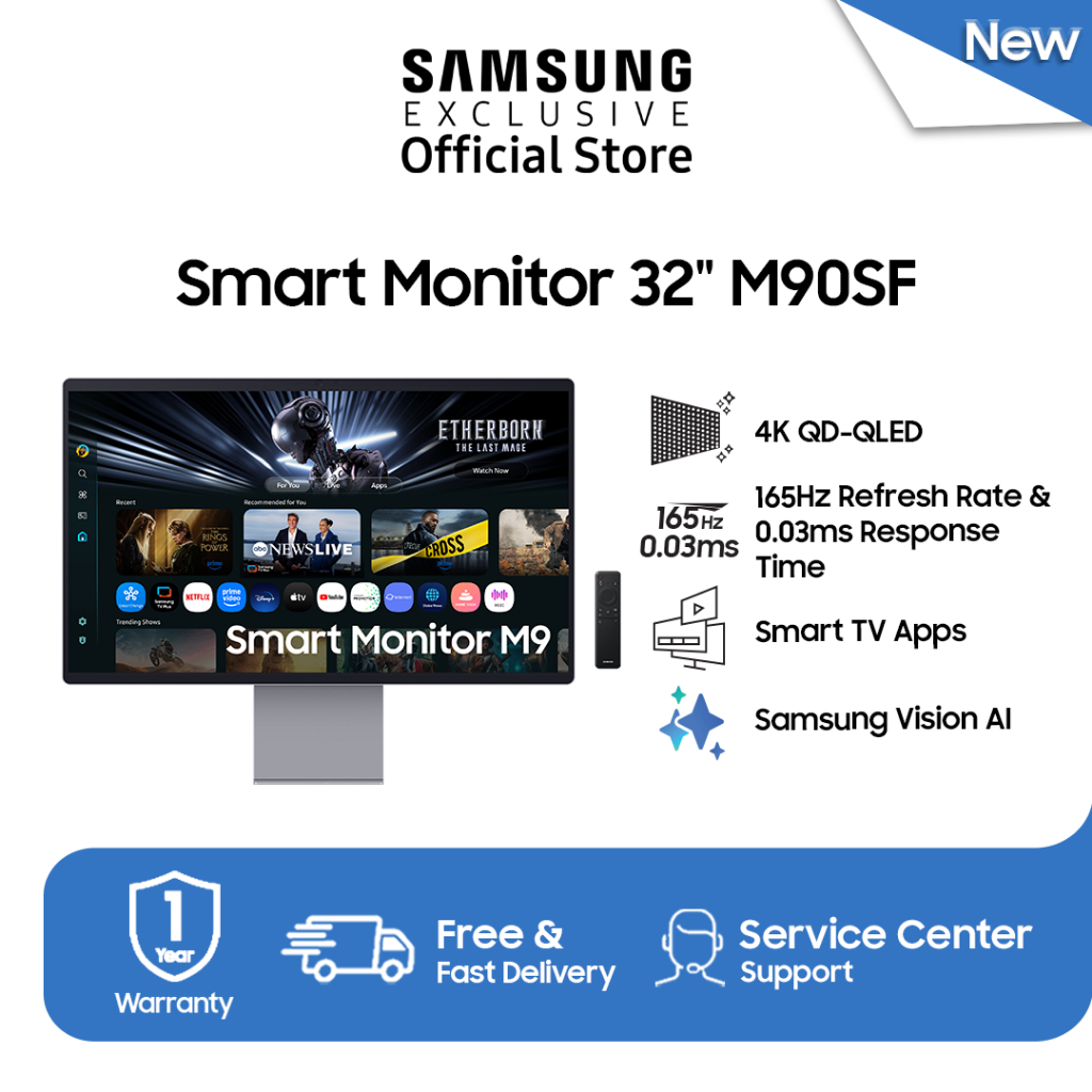 Samsung Smart Monitor 32" 4K OLED Vision AI l M90SF | Samsung TV Apps | Vision AI | LS32FM902SEXXD