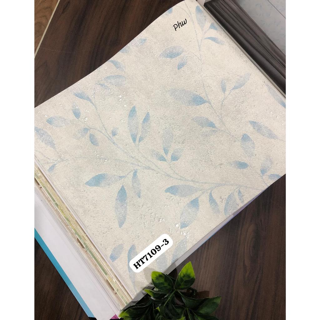 WALLPAPER DINDING MOTIF DAUN SALUR BIRU COKLAT MAGICAL