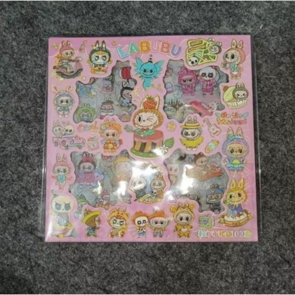 

STICKER STIKER LABUBU PINK ISI 100 PCS WATERPROOF ANTI AIR
