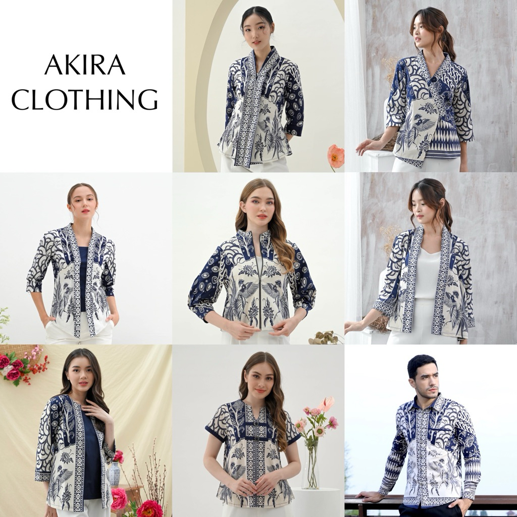 Atasan Batik Wanita Modern Navy HT - Batik Couple - Batik Seragam - Batik Unik - Dress Batik - Batik