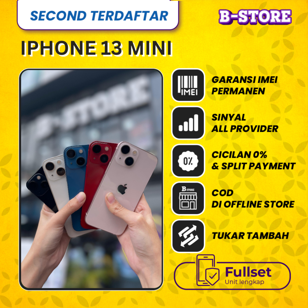 Apple iPhone 13 MINI 128GB - Fullset - 128 GB - Second Terdaftar