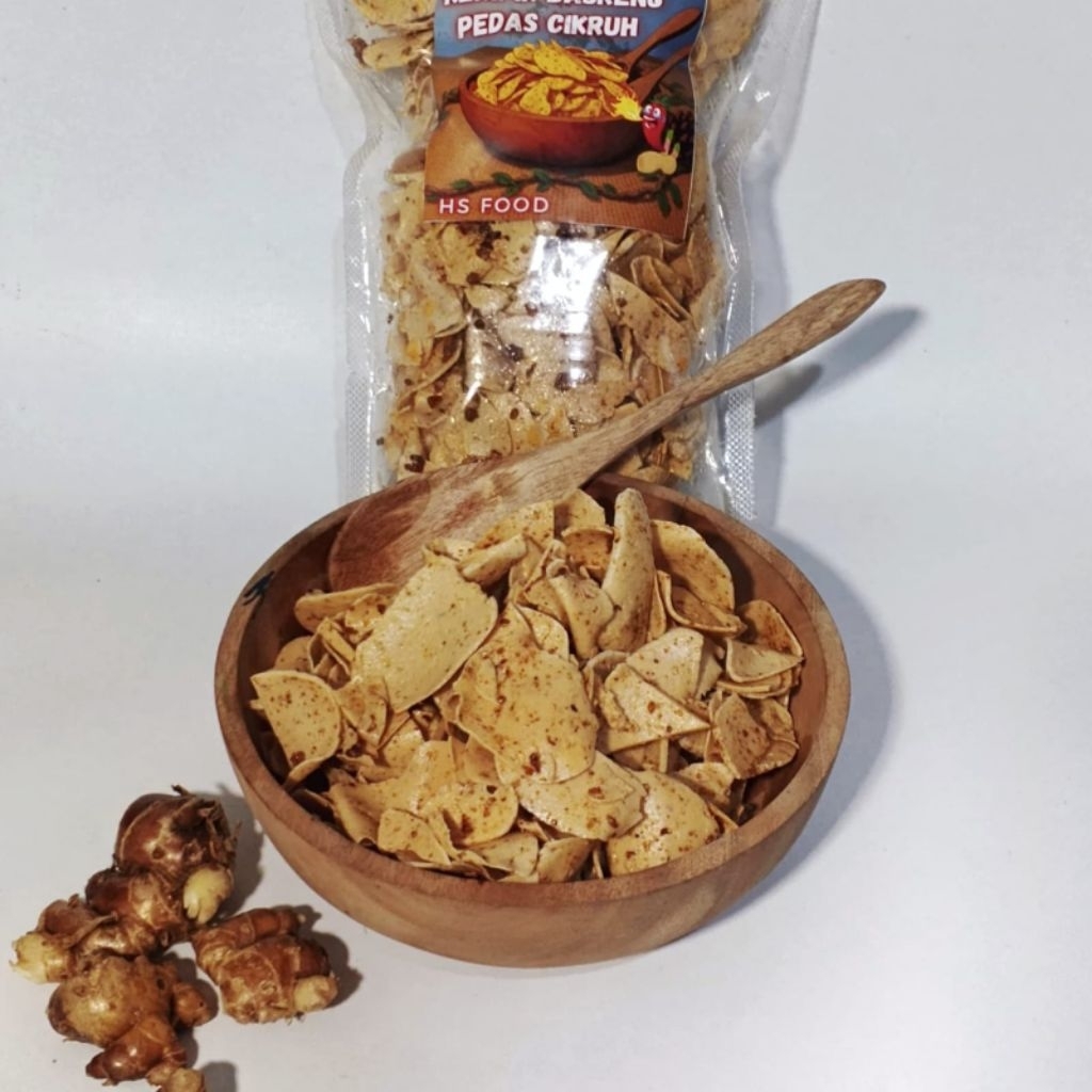 

Basreng rempah pedas kencur 250 grm/ Basreng koin pedas cikruh