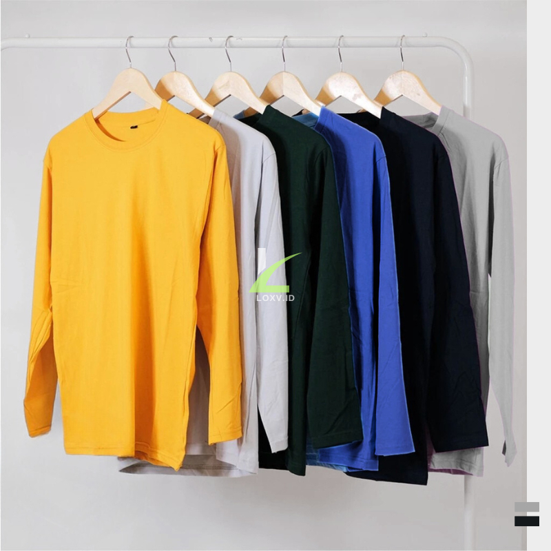 Kaos Polos Lengan Panjang Pria Wanita Unisex | Long Sleeve Reguler Fit Bahan Cotton Combed 30s - COD