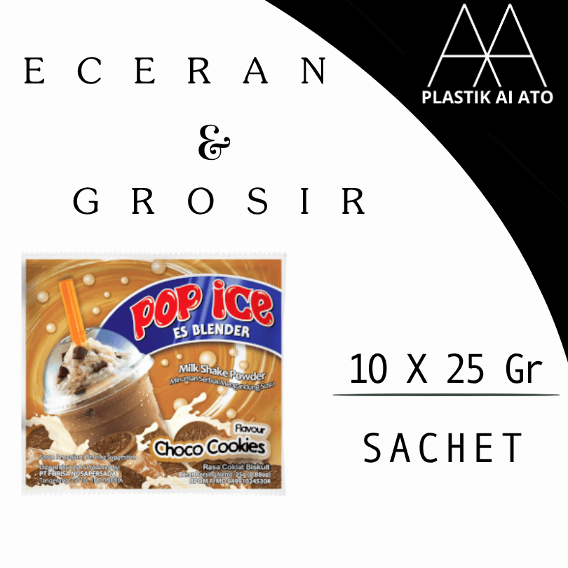 

BELI 10 SACHET GRATIS 1 SACHET Eceran & Grosir Pop Ice Es Blender 10 Sachet X 25GR Choco Cookies/minuman serbuk/ cocok untuk berjualan di warung