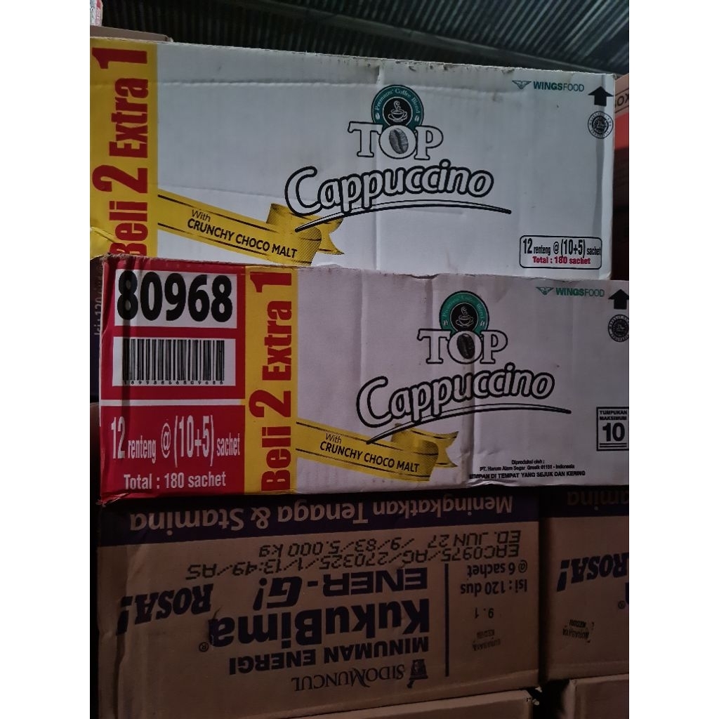 

Top coffee capuccino 1 dus isi 12 renteng Top capuccino Top kopi capucino Top coffee cappuccino