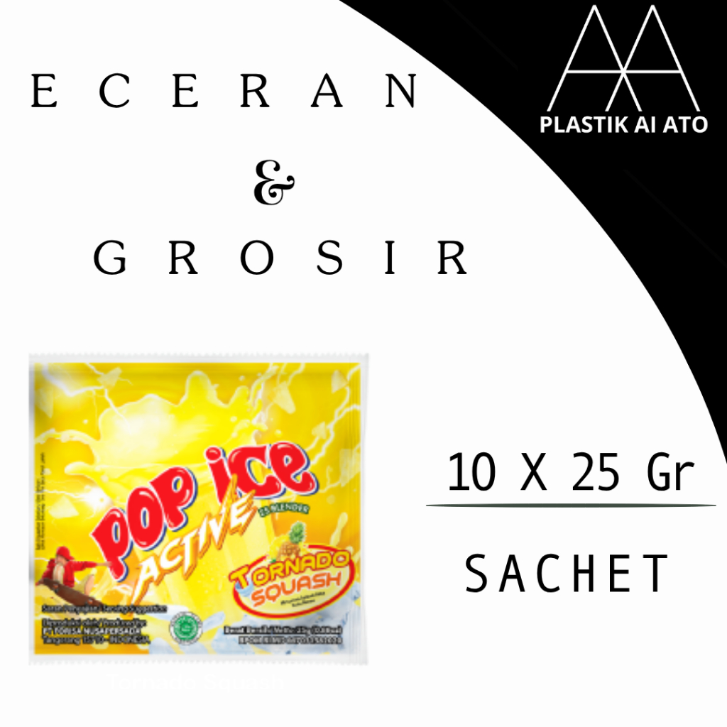 

Pop Ice Milk Shake Powder Tornado SQUASH 25 gr x 10 sachet / Pop ES buah series / popes ganas /eceran dan grosir cocok untuk warung