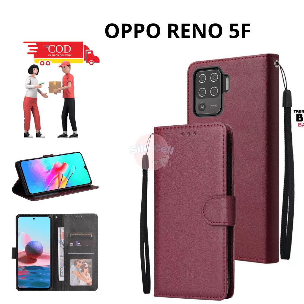 Casing Flip Polos Oppo Reno 5F Casing Flip Wallet Dompet