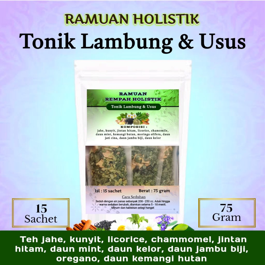 

Ramuan Holistik TONIK USUS & LAMBUNG - Sehat Pencernaan | 15 Teh Herbal Alami | Jintan Hitam, Kunyit