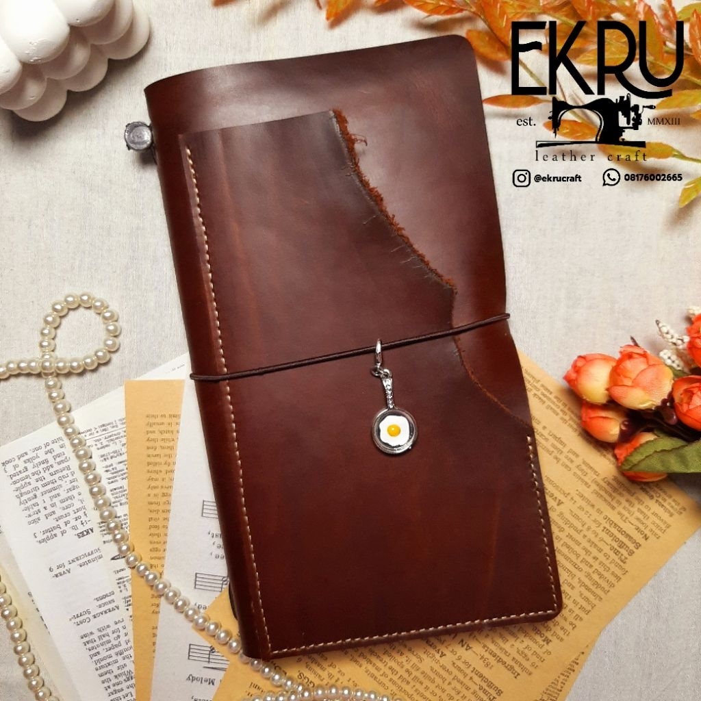 

REGULAR - FANCY - DEEP BROWN MAROON - TRAVELERS NOTEBOOK LEATHER COVER MIDORI