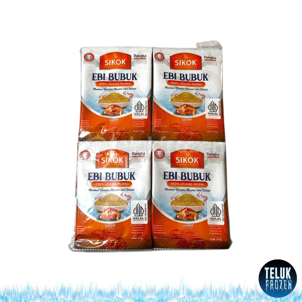 

Sikok Ebi Bubuk 4,5g Shrimp Powder 100% Udang Murni 4.5 gr gram 1 renceng isi 12 bks Asli Bangka Premium Wangi Enak Halal