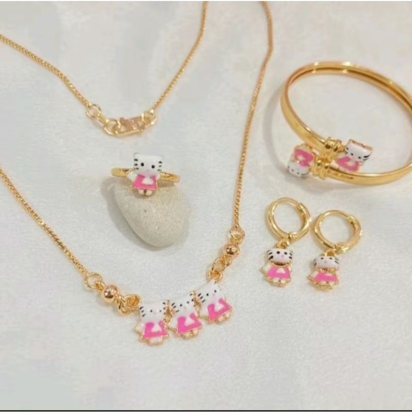 SET PERHIASAN ANAK BANGLE TIGA TITANIUM CANTIK GELANG EMAS / SATU SET PERHIASAN TITANIUM UNTUK ANAK