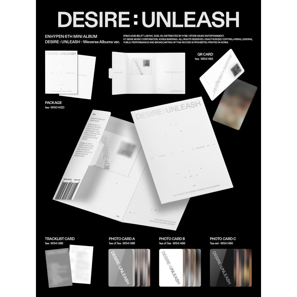 [PRE ORDER] ENHYPEN 6th MINI ALBUM [DESIRE : UNLEASH] WEVERSE VER / QR CODE ALBUM BACA DESKRIPSI