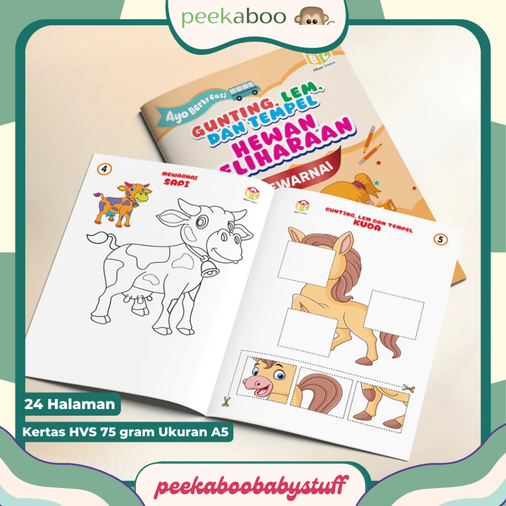 BUKU ANAK PAUD GUNTING LEM TEMPEL - HEWAN PELIHARAAN | BUKU AKTIVITAS ANAK BELAJAR MEWARNAI